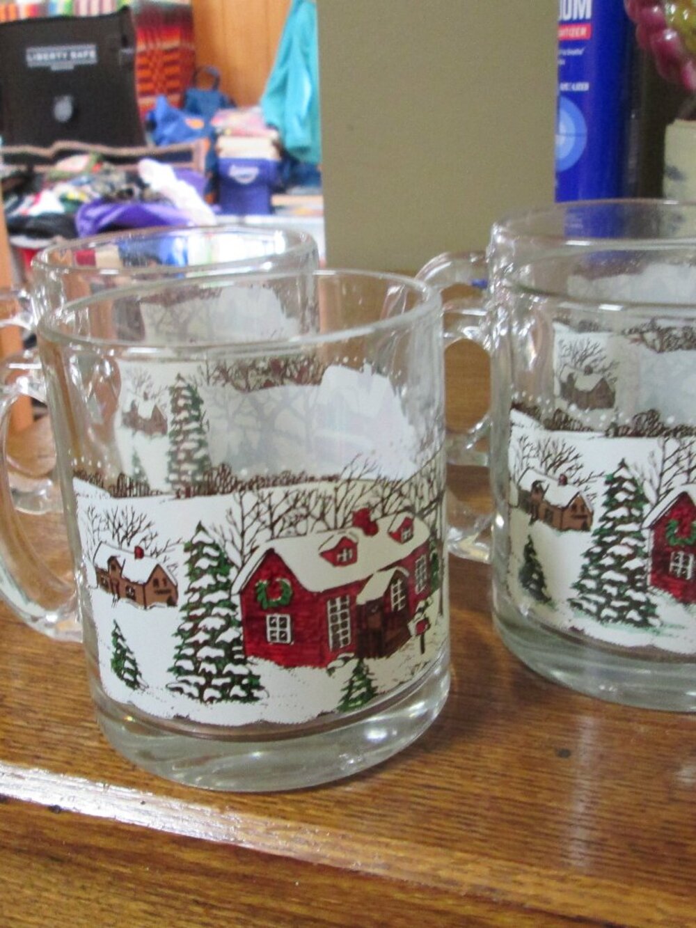 vtg set of 4 libbey christmas scene coffee hot chocolate mugs